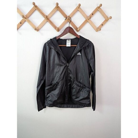 Adidas Black Full Zip Running Jacket Windbreaker - Size Small - Picture 1 of 6